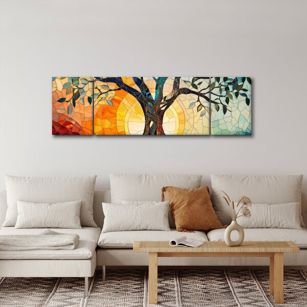 Obraz – Mozaika – słońce i drzewo I. (170x50 cm)