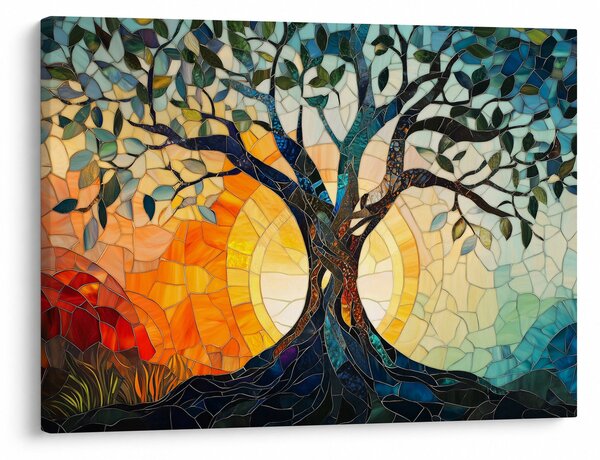 Obraz – Mozaika – słońce i drzewo I. (70x50 cm)