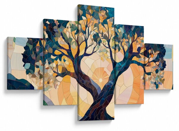 Obraz – Mozaika – słońce i drzewo II. (125x70 cm)