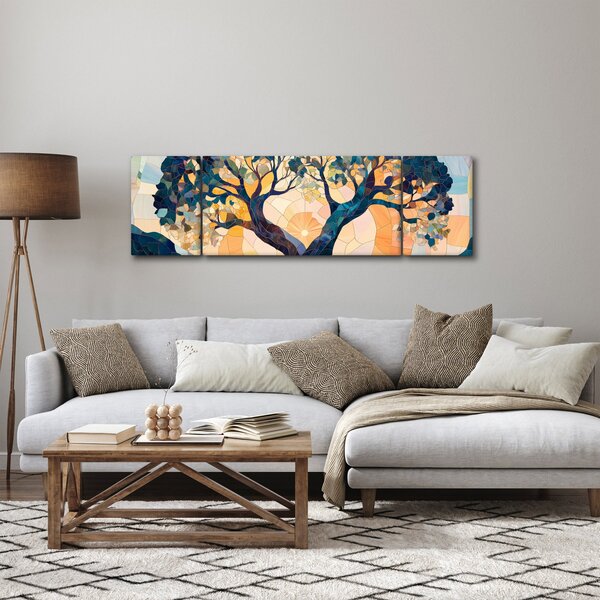 Obraz – Mozaika – słońce i drzewo II. (170x50 cm)