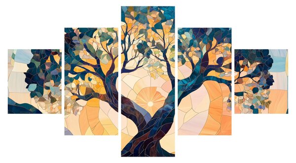 Obraz – Mozaika – słońce i drzewo II. (125x70 cm)