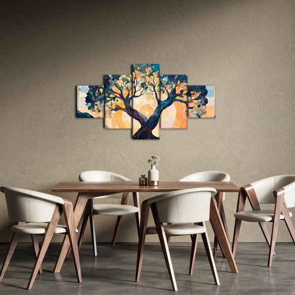 Obraz – Mozaika – słońce i drzewo II. (125x70 cm)