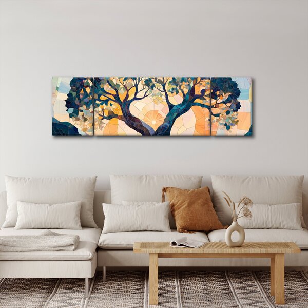 Obraz – Mozaika – słońce i drzewo II. (170x50 cm)