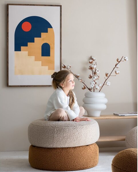 Brązowy dziecięcy worek do siedzenia z materiału bouclé Round – Wigiwama