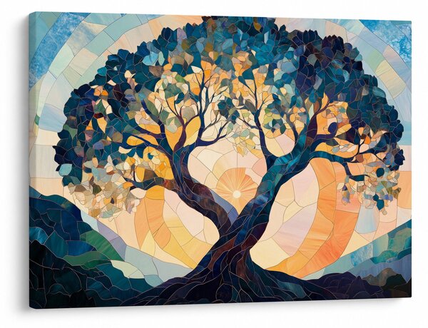 Obraz – Mozaika – słońce i drzewo II. (70x50 cm)