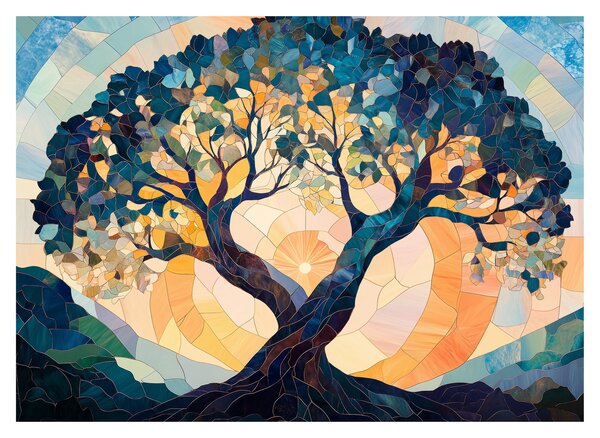 Obraz – Mozaika – słońce i drzewo II. (70x50 cm)