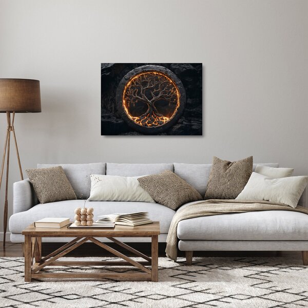 Obraz na szkle – Drzewo życia w lawie I. (70x50 cm)
