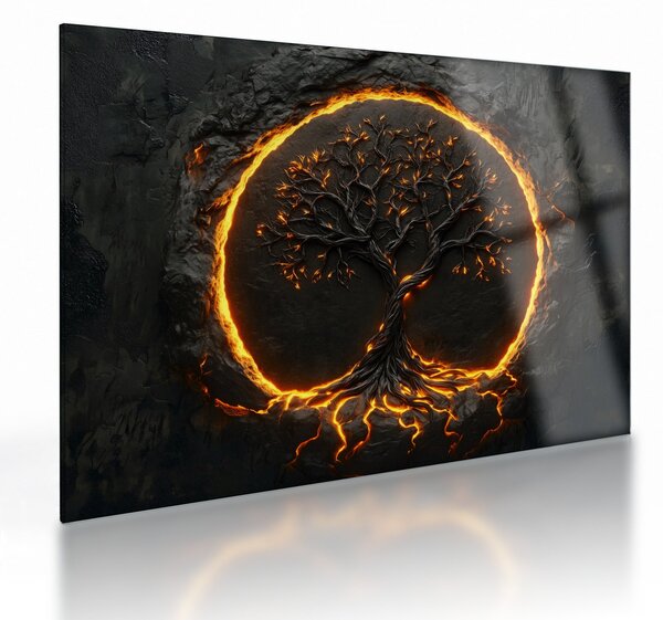 Obraz na szkle – Drzewo życia w lawie II. (70x50 cm)