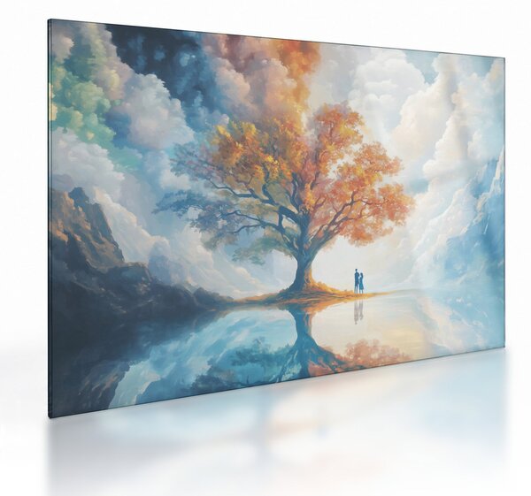 Obraz na szkle – Drzewo życia i miłości (70x50 cm)