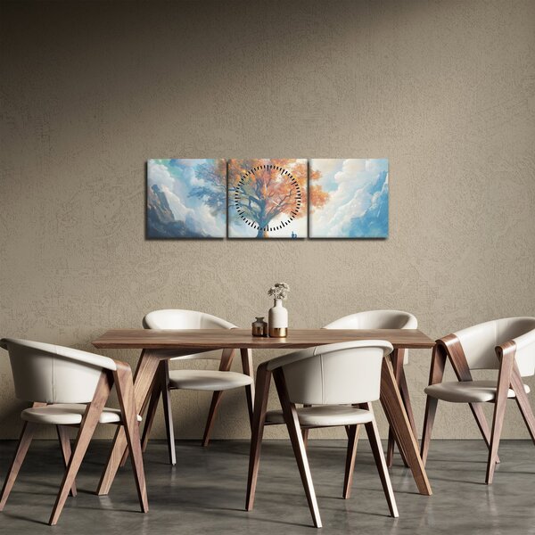 Obraz – Drzewo życia i miłości (z zegarem) (90x30 cm)