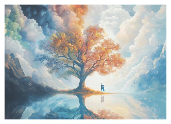 Obraz na szkle – Drzewo życia i miłości (70x50 cm)