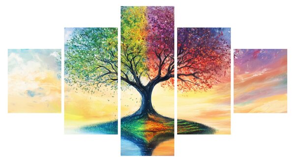 Obraz – Malowane drzewo czterech pór roku (125x70 cm)