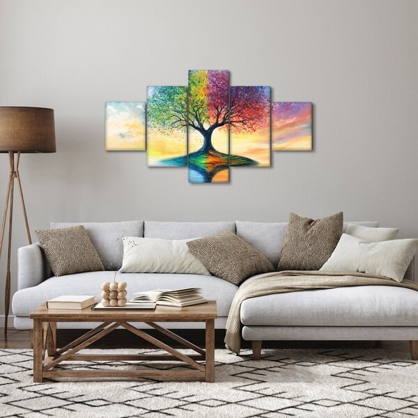 Obraz – Malowane drzewo czterech pór roku (125x70 cm)