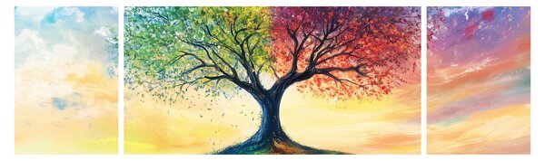 Obraz – Malowane drzewo czterech pór roku (170x50 cm)