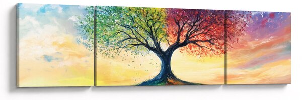 Obraz – Malowane drzewo czterech pór roku (170x50 cm)
