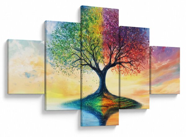 Obraz – Malowane drzewo czterech pór roku (125x70 cm)