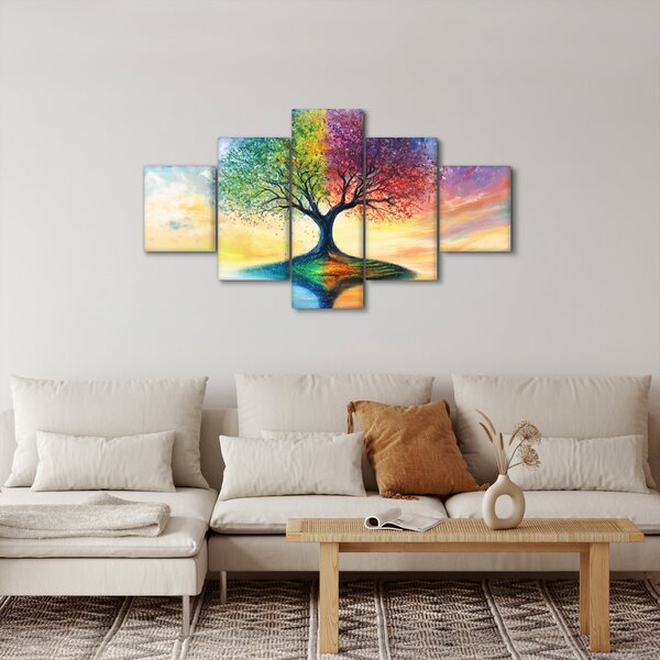 Obraz – Malowane drzewo czterech pór roku (125x70 cm)