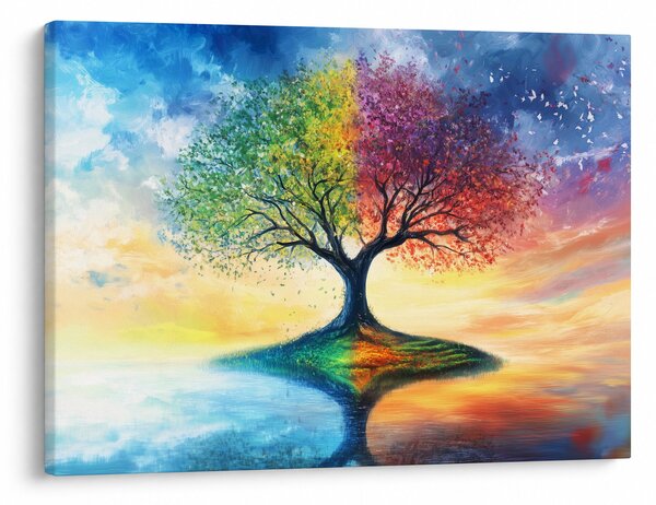 Obraz – Malowane drzewo czterech pór roku (70x50 cm)