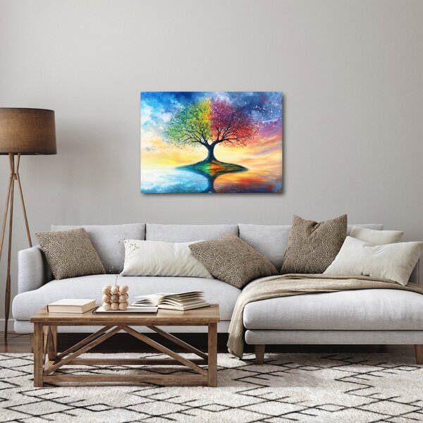Obraz – Malowane drzewo czterech pór roku (70x50 cm)