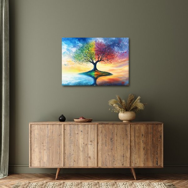 Obraz – Malowane drzewo czterech pór roku (70x50 cm)