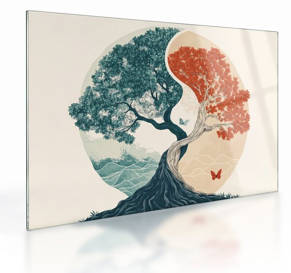 Obraz na szkle – Drzewo pełne energii (70x50 cm)