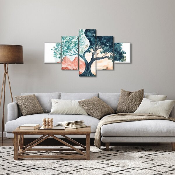 Obraz – Akwarelowe drzewo pełne życia (125x70 cm)