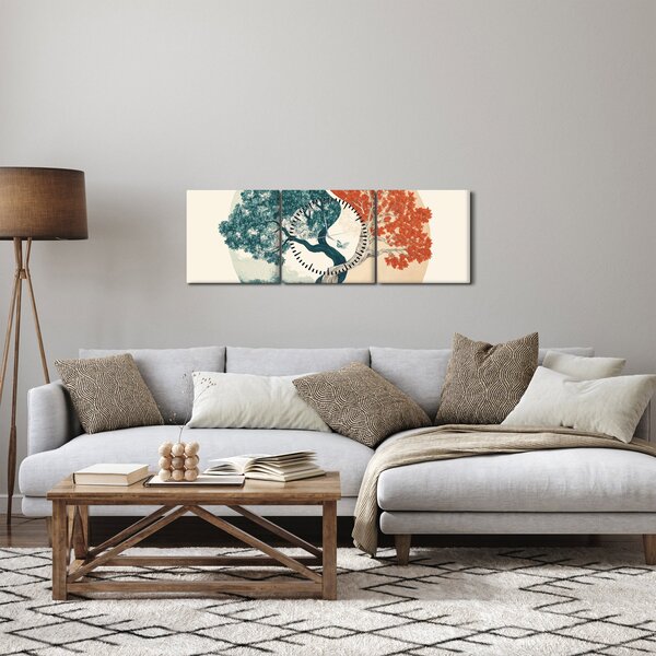 Obraz – Drzewo pełne energii (z zegarem) (90x30 cm)