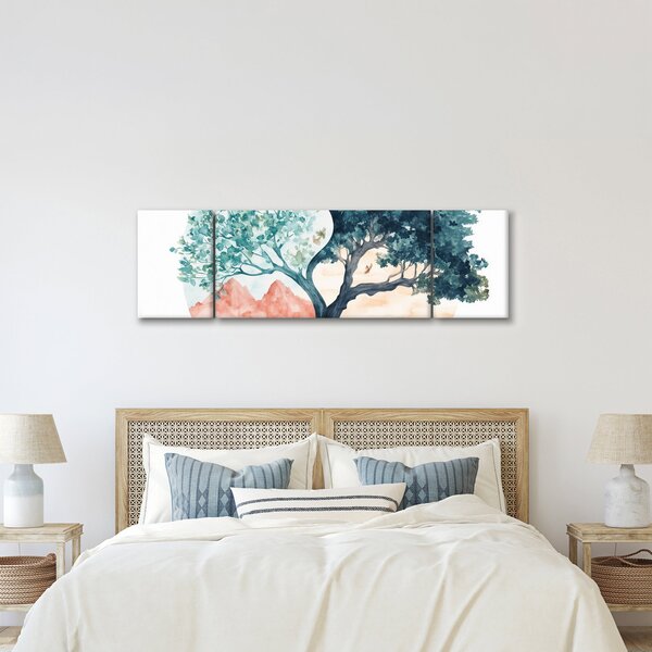 Obraz – Akwarelowe drzewo pełne życia (170x50 cm)