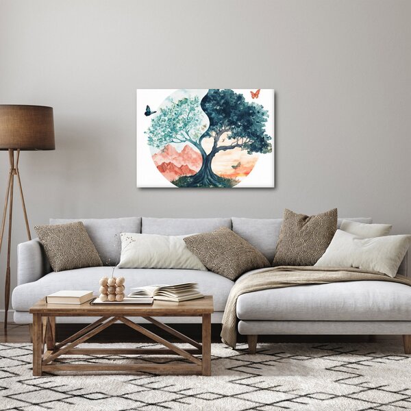 Obraz – Akwarelowe drzewo pełne życia (70x50 cm)