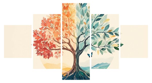 Obraz – Podwójne drzewo z motylem (125x70 cm)