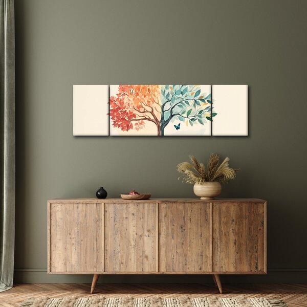 Obraz – Podwójne drzewo z motylem (170x50 cm)