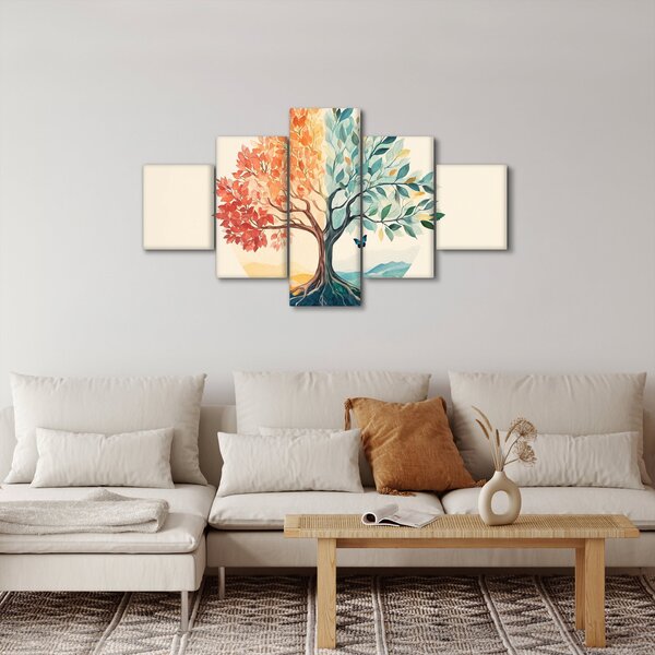 Obraz – Podwójne drzewo z motylem (125x70 cm)