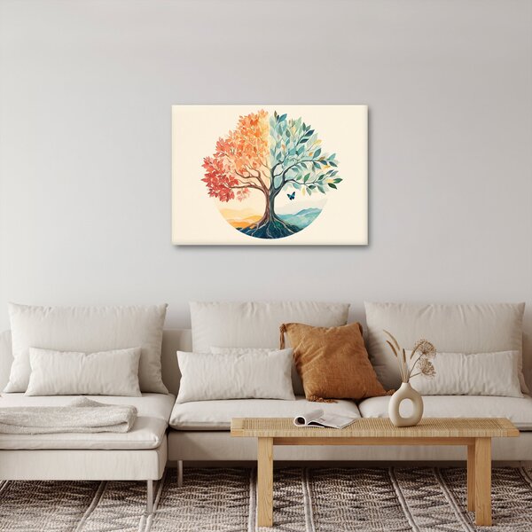 Obraz – Podwójne drzewo z motylem (70x50 cm)