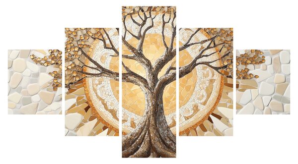 Obraz – Złote drzewo życia w mozaice (125x70 cm)
