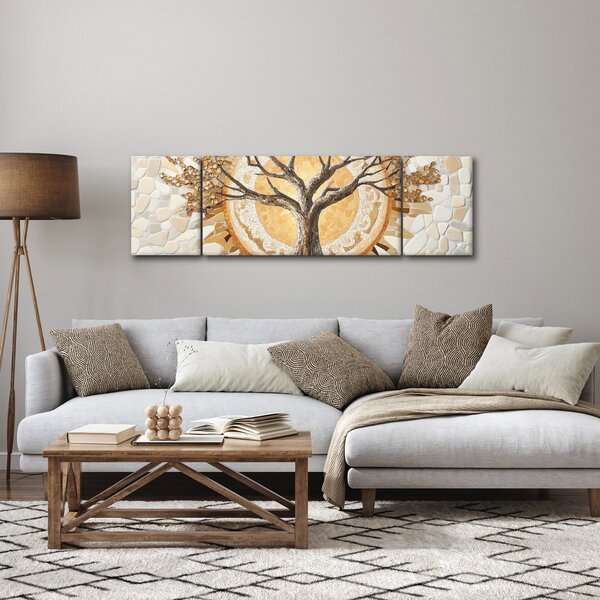 Obraz – Złote drzewo życia w mozaice (170x50 cm)