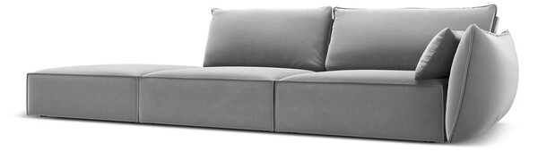 Jasnoszara aksamitna sofa prawostronna 264 cm Vanda – Mazzini Sofas