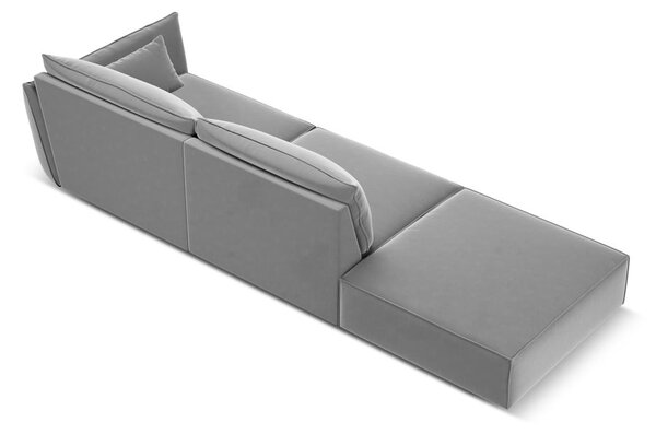 Jasnoszara aksamitna sofa prawostronna 264 cm Vanda – Mazzini Sofas