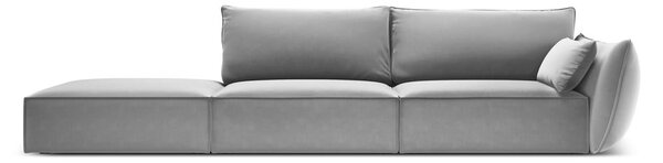 Jasnoszara aksamitna sofa prawostronna 264 cm Vanda – Mazzini Sofas