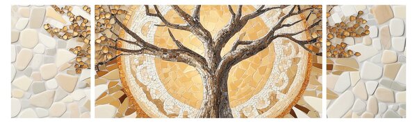 Obraz – Złote drzewo życia w mozaice (170x50 cm)