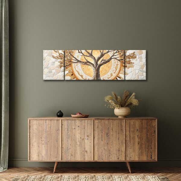Obraz – Złote drzewo życia w mozaice (170x50 cm)