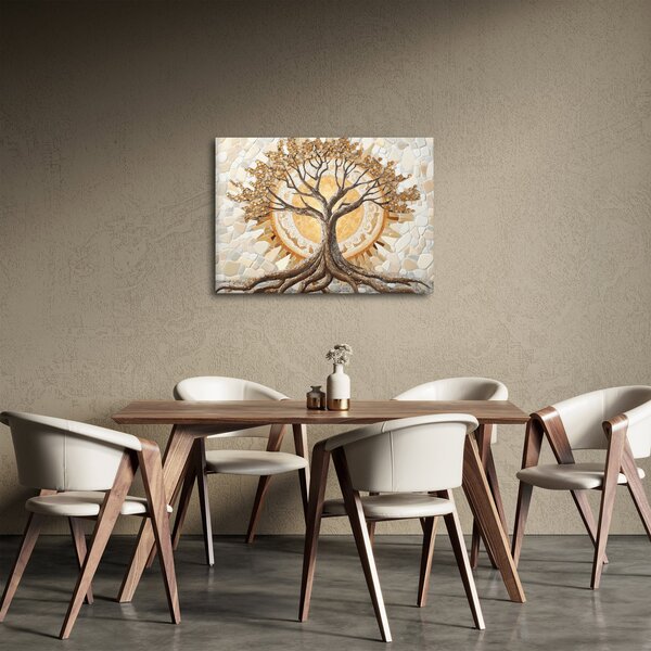 Obraz – Złote drzewo życia w mozaice (70x50 cm)