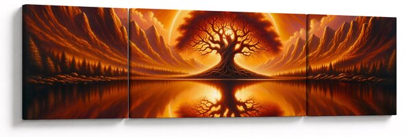 Obraz – Drzewo w krwawym słońcu (170x50 cm)