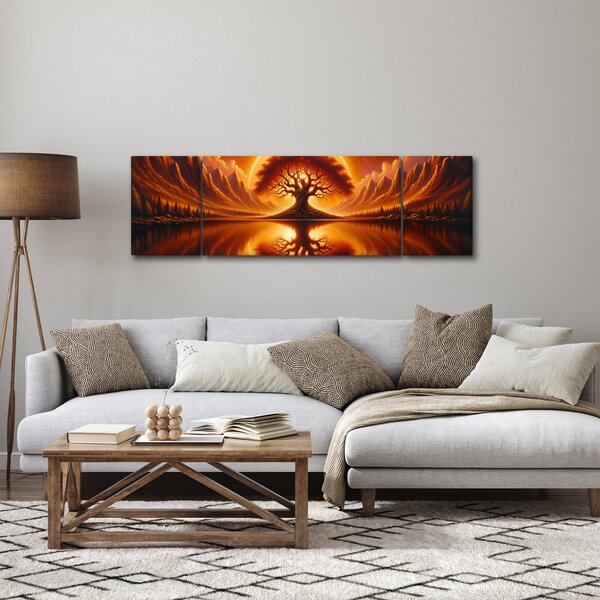 Obraz – Drzewo w krwawym słońcu (170x50 cm)