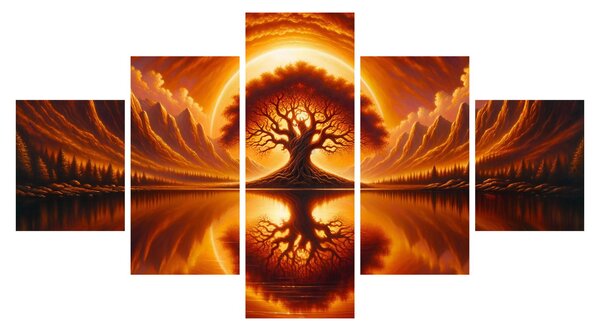 Obraz – Drzewo w krwawym słońcu (125x70 cm)