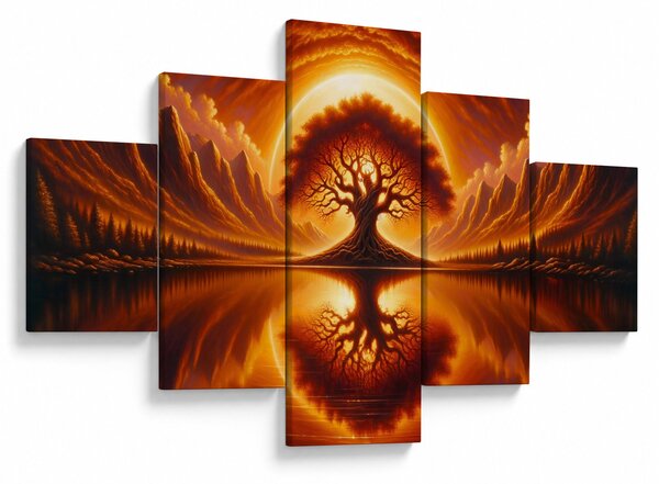 Obraz – Drzewo w krwawym słońcu (125x70 cm)