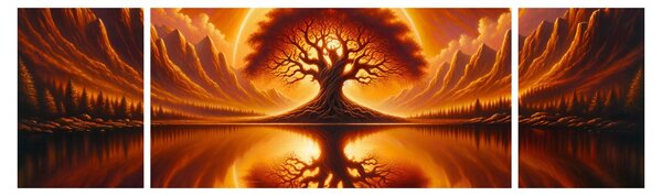Obraz – Drzewo w krwawym słońcu (170x50 cm)