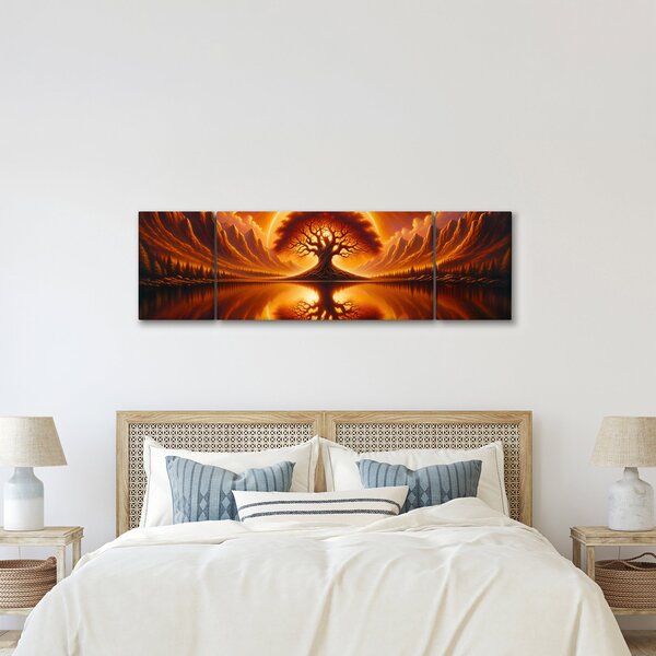 Obraz – Drzewo w krwawym słońcu (170x50 cm)