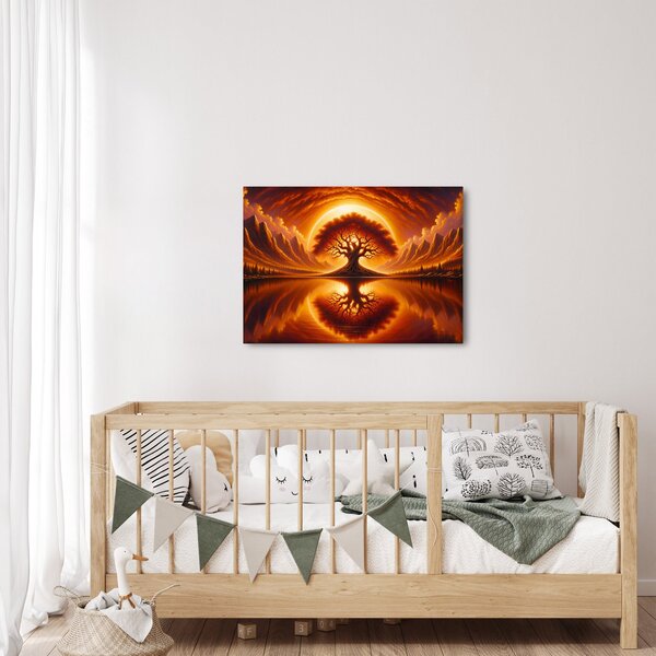 Obraz – Drzewo w krwawym słońcu (70x50 cm)