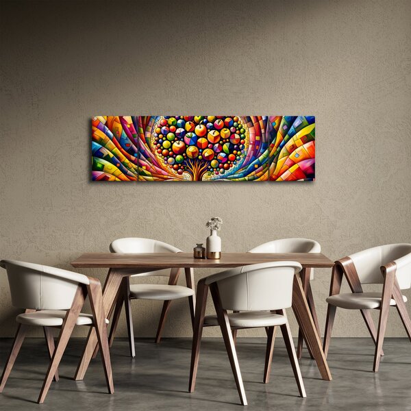 Obraz – Kolorowe drzewo z jabłkami (170x50 cm)