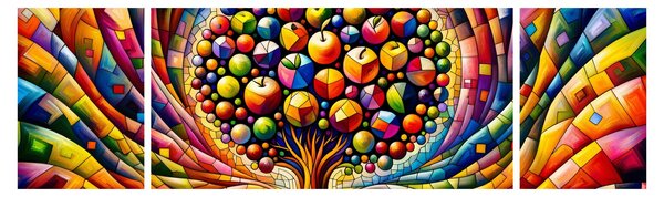 Obraz – Kolorowe drzewo z jabłkami (170x50 cm)